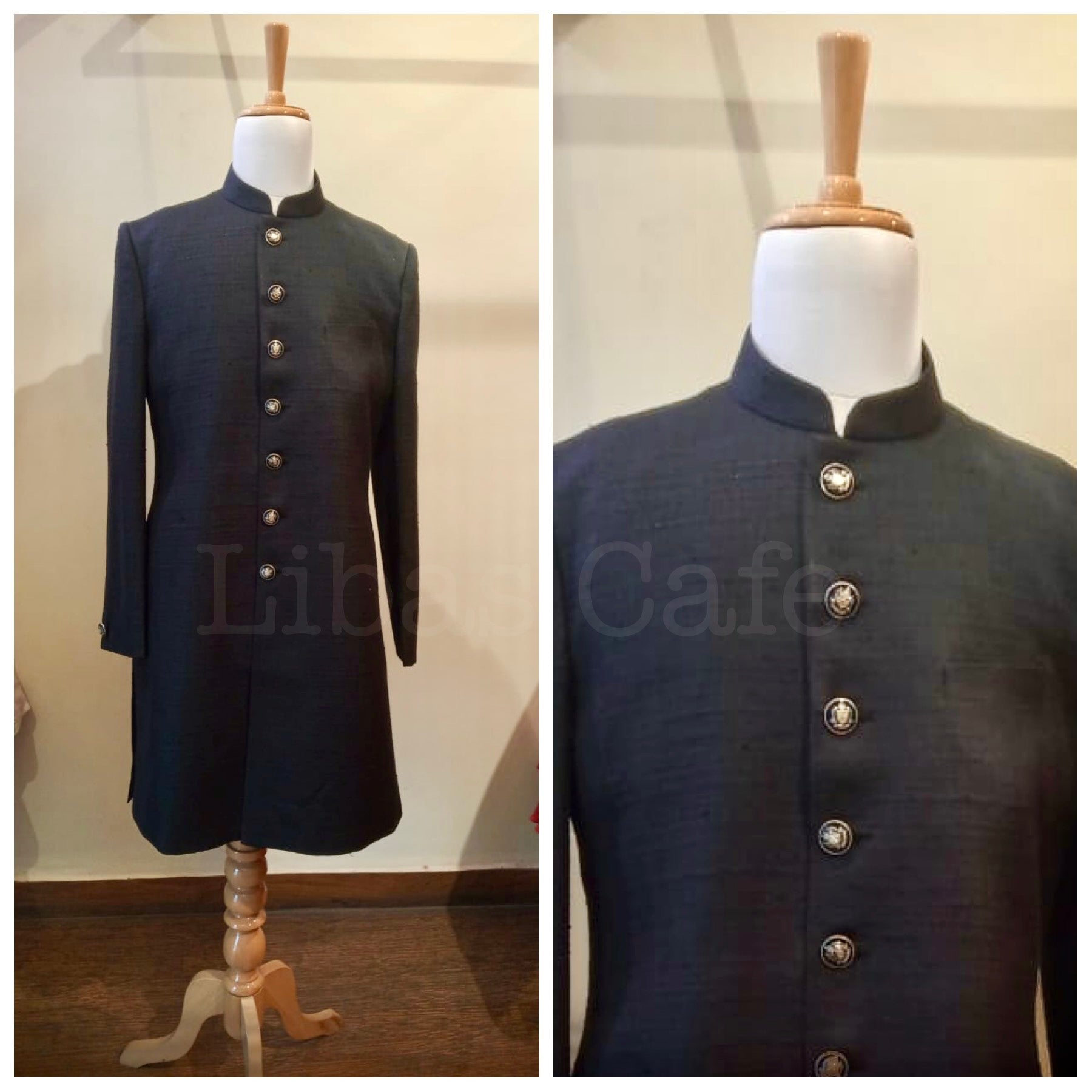 Classic Black Silk Sherwani